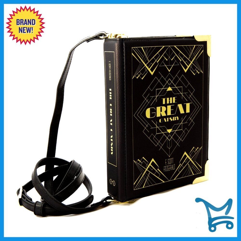 Large Vegan Leather Crossbody Bag, Adjustable Strap, Book Lover Style